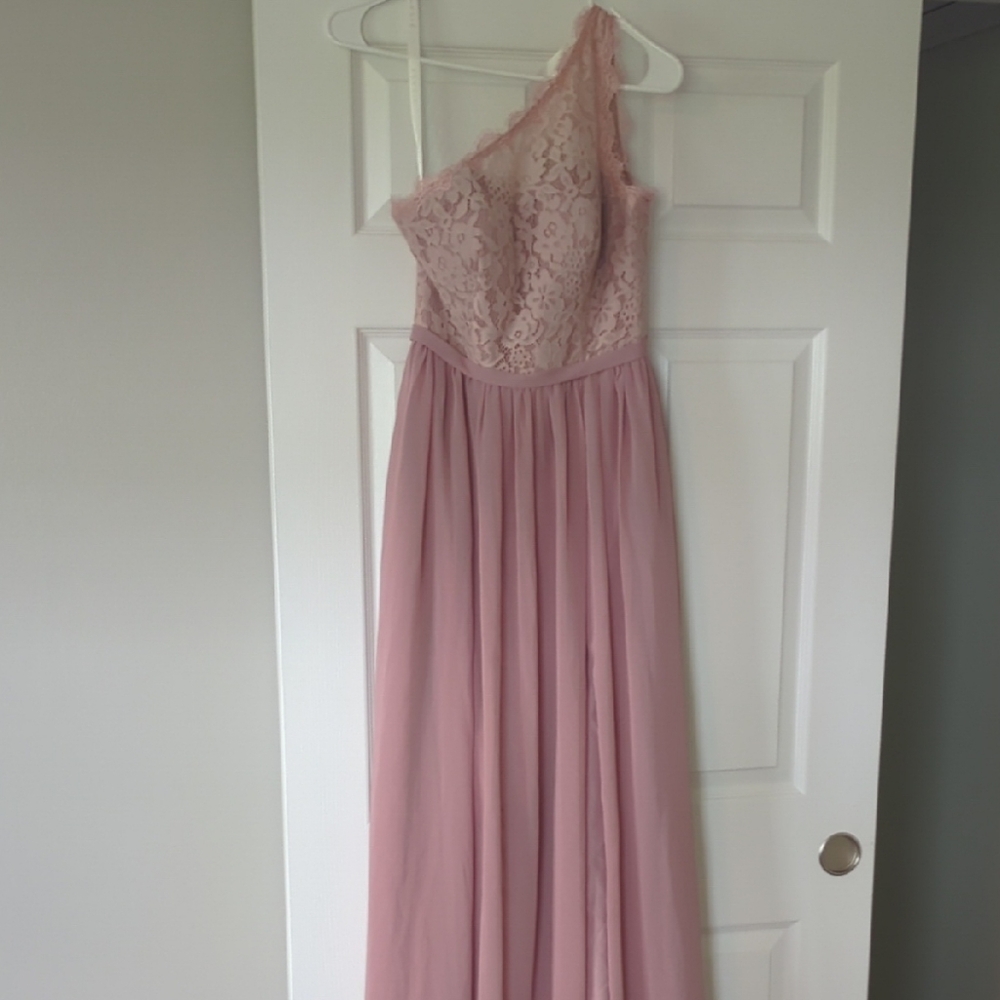 Azazie Dusty Rose One-Shoulder Chiffon Dress